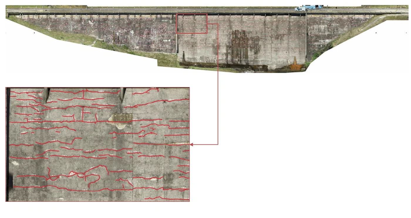 Detected and classified cracks