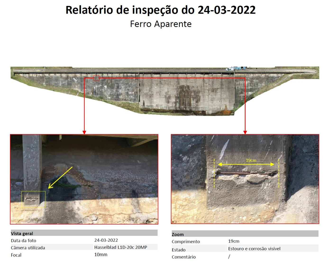 Defect sheet: exposed rebar