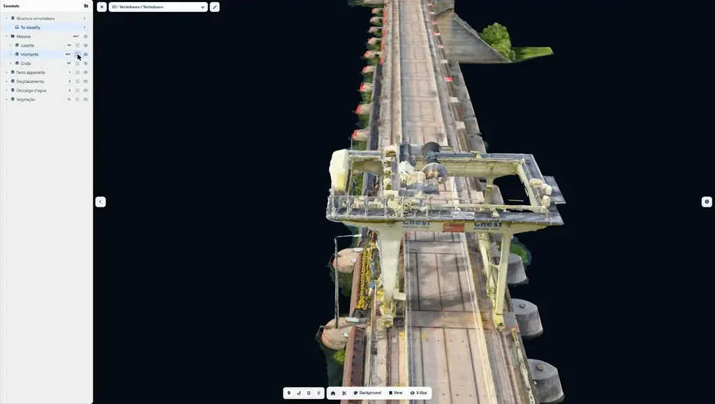 Le portique de la crête, dans le modèle 3D