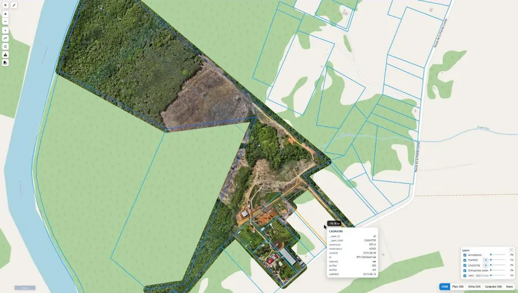 Surveys: orthophoto, footprint and cadastral parcels
