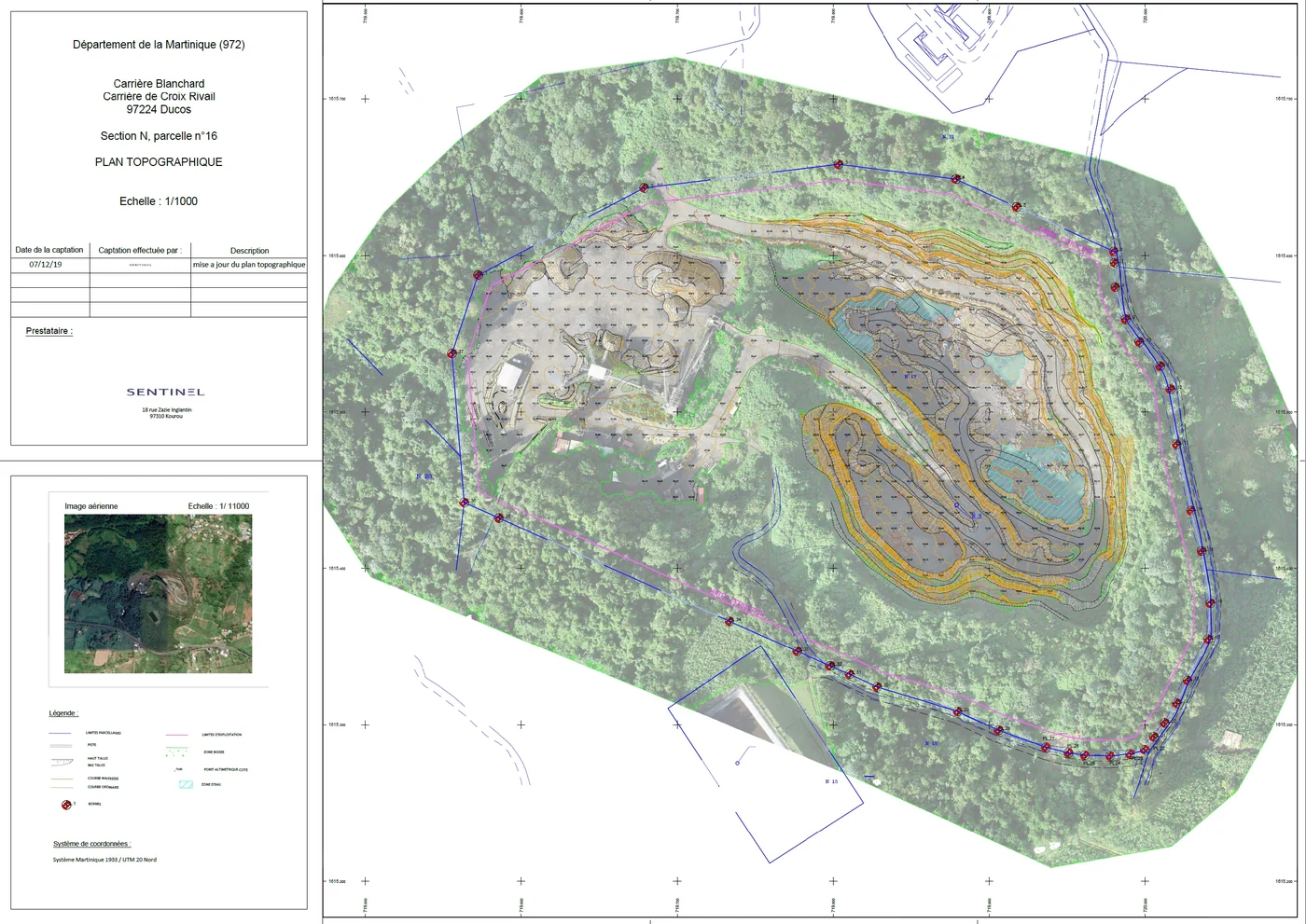 Topographic plan of a quarry, the kind of survey practised on day three of the photogrammetry course