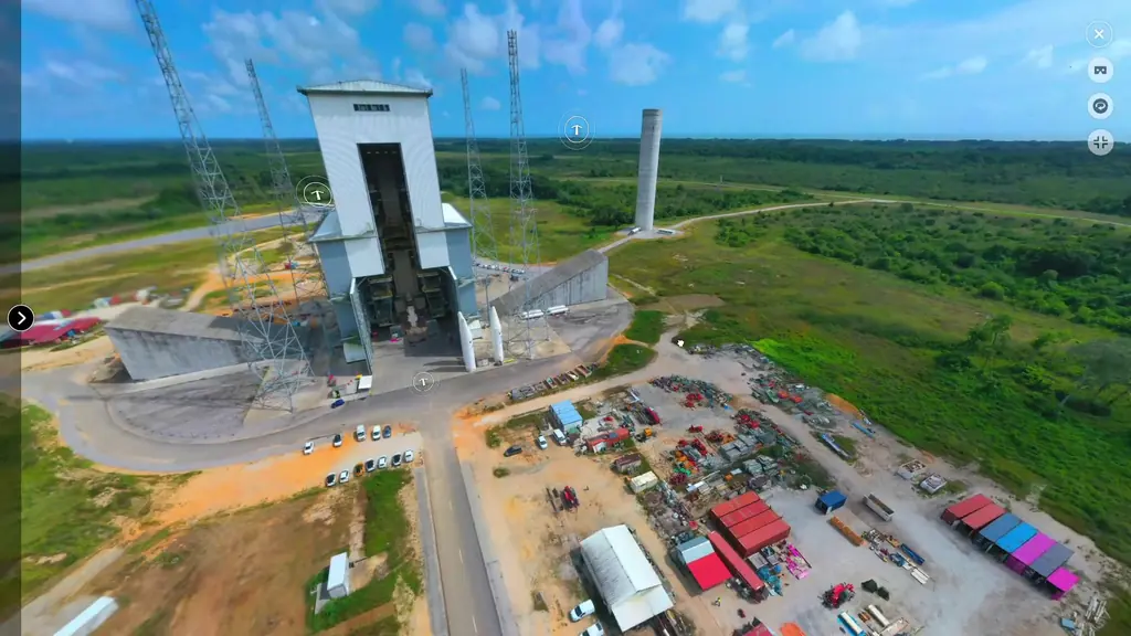 An aerial view from the virtual tour of the launch complex